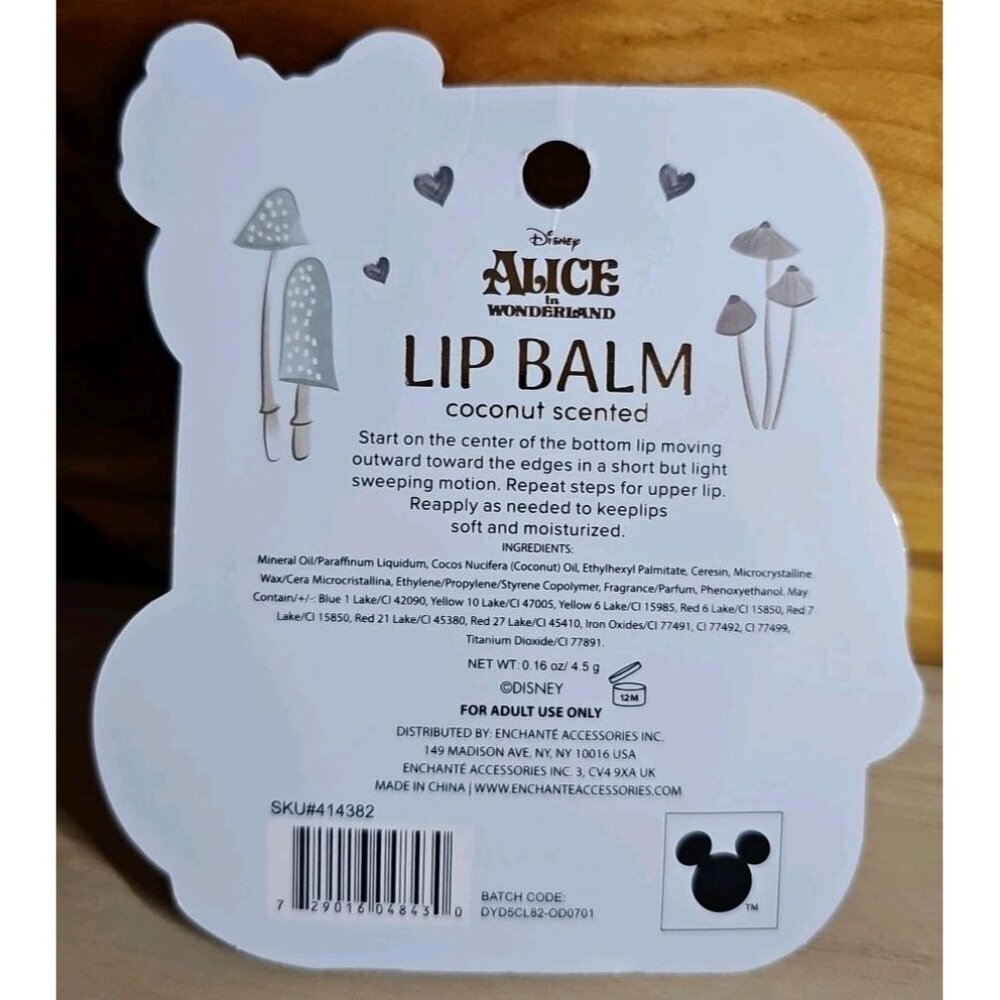 Disney Alice In Wonderland Coconut Scented Mushroom Lip Balm, New In Package! - Picture 4 of 4